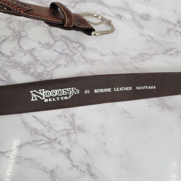 Nocona Men's Tan Top Hand Leather Western Belt with Concho Laced Billet - Picture 9 of 14